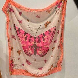 Pink Butterfly Print Spring Scarf 50”x50”